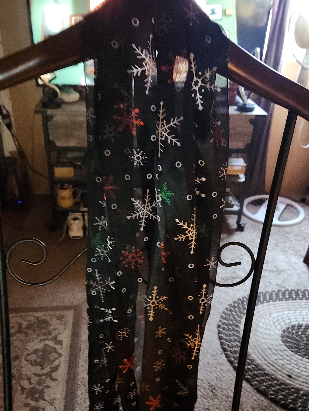 Women's Black Snowflake Sheer Scarf - Unbranded